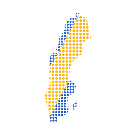 Map of Sweden with flag. Pointillism style. Vector illustration designのイラスト素材