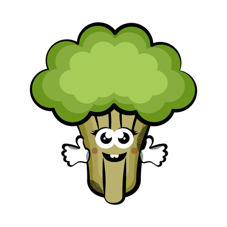 Happy broccoli cartoon. Colored sketch. Vector illustration designのイラスト素材