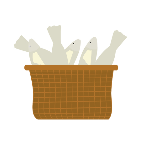 Basket with fishes. Holy week. Vector illustration designのイラスト素材