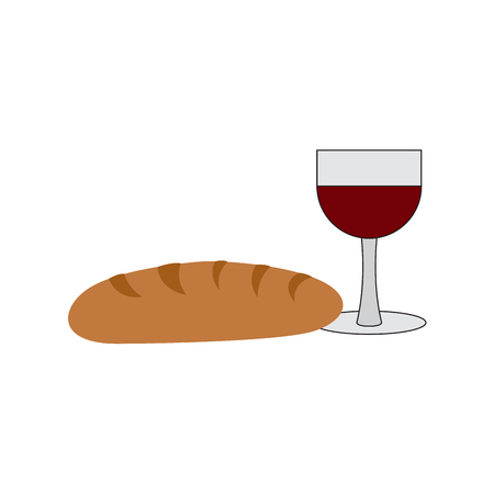 Bread and wine. Holy week. Vector illustration designのイラスト素材