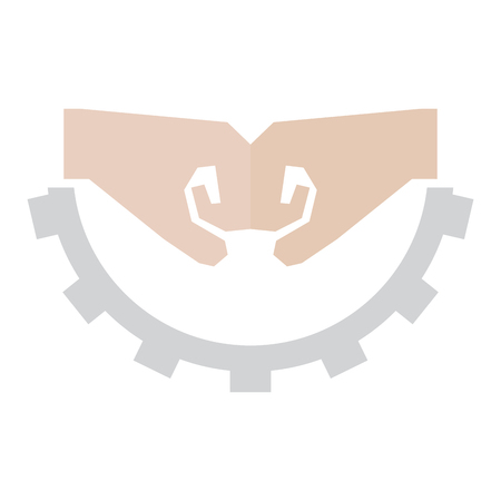 Isolated fists on a gear. Teamwork icon. Vector illustration designのイラスト素材