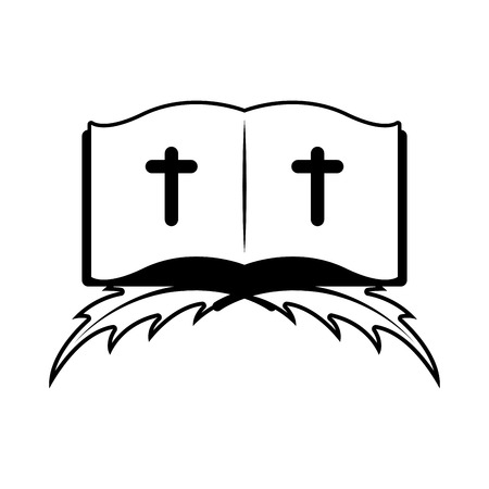 Isolated bible on a palm leaves. Vector illustration designのイラスト素材