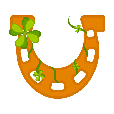 Isolated horseshoe icon with clovers. Patrick day. Vector illustration designのイラスト素材