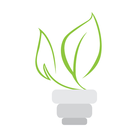 Leaves outline in a lightbulb. Eco icon. Vector illustration designのイラスト素材