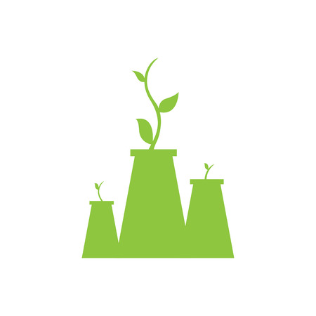 Plants in a factory. Eco icon. Vector illustration designのイラスト素材