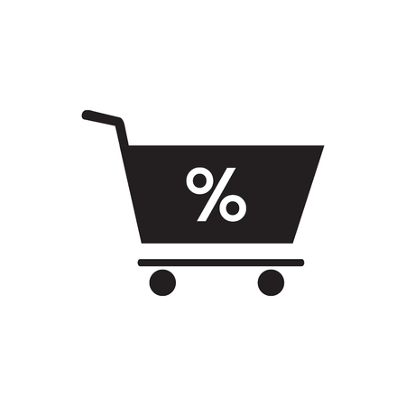 Isolated shopping cart icon with a percent symbol. Vector illustration designのイラスト素材
