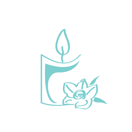 Isolated candle icon with a flower. Spa logo. Vector illustration designのイラスト素材