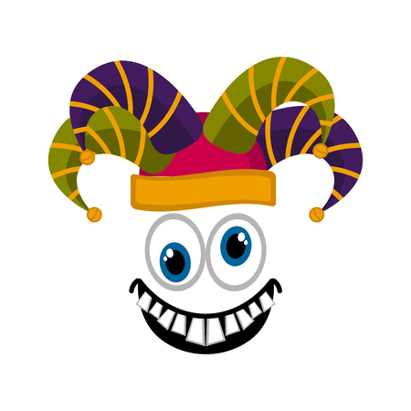 Isolated crazy harlequin face. April fool day. Vector illustration designのイラスト素材