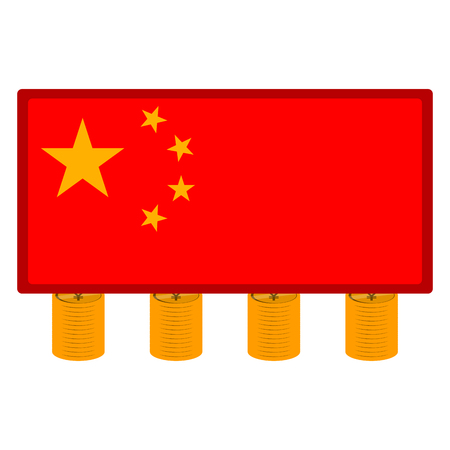 Flag oin China on golden coins. Vector illustration designのイラスト素材