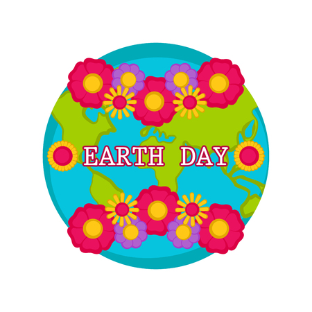 Planet Earth with flowers. Earth day. Vector illustration designのイラスト素材