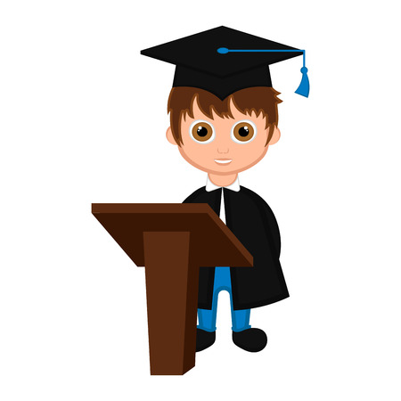 Cute graduated boy image. Vector illustration designのイラスト素材
