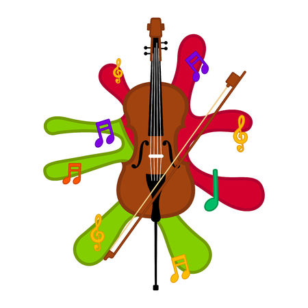 Isolated cello on a colored splash. Vector illustration designのイラスト素材