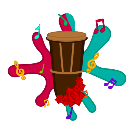 Isolated conga drum on a colored splash. Vector illustration designのイラスト素材