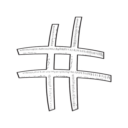 Isolated sharp sketch. Comic musical note. Vector illustration designのイラスト素材