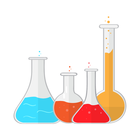 Isolated group of laboratory flasks. Vector illustration designのイラスト素材