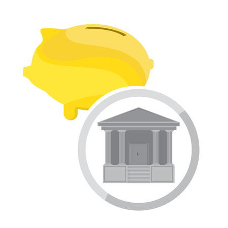 Bank building with a pig bank icon. Vector illustration designのイラスト素材