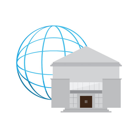 Bank building with a web icon. Vector illustration designのイラスト素材
