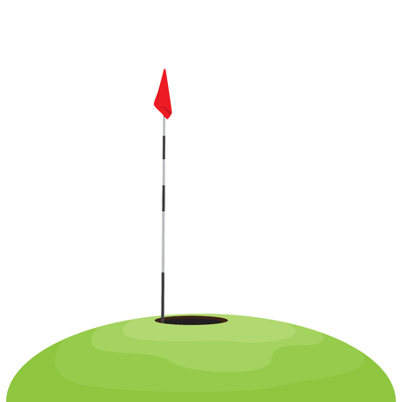 Golf hole with a red flag. Vector illustration designのイラスト素材