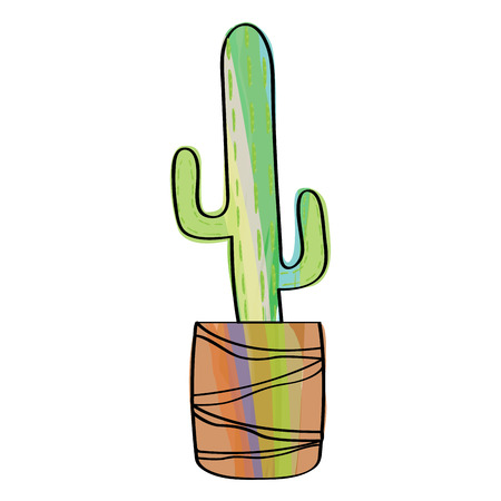 Watercolor cactus in a pot plant. VEctor illustration designのイラスト素材