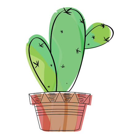 Watercolor cactus in a pot plant. VEctor illustration designのイラスト素材