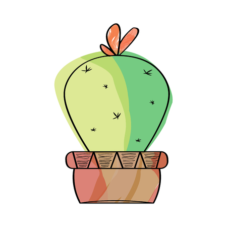 Watercolor cactus in a pot plant. VEctor illustration designのイラスト素材