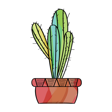 Watercolor cactus in a pot plant. VEctor illustration designのイラスト素材
