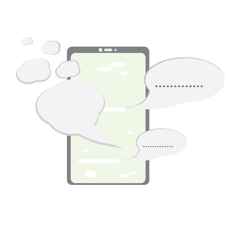 Smatphone with a bubble chats icon. Mobile app. Vector illustration designのイラスト素材