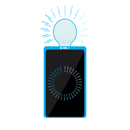 Smartphone with a lightbulb icon. Mobile app. Vector illustration designのイラスト素材