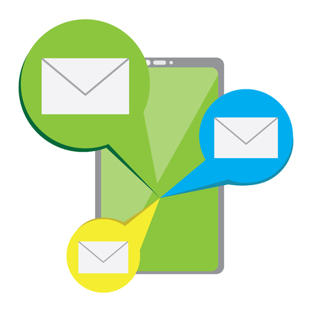 Smartphone with a envelopes icon. Mobile app. Vector illustration designのイラスト素材