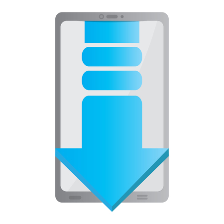 Smartphone with a down arrow icon. Mobile app. Vector illustration designのイラスト素材