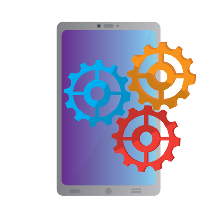 Smartphone with a gears icon. Mobile app. Vector illustration designのイラスト素材
