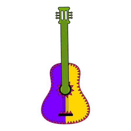 Isolated colorful and decorated mexican guitar - Vectorのイラスト素材