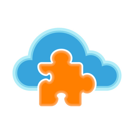 Cloud computing icon with a puzzle piece symbol - Vectorのイラスト素材
