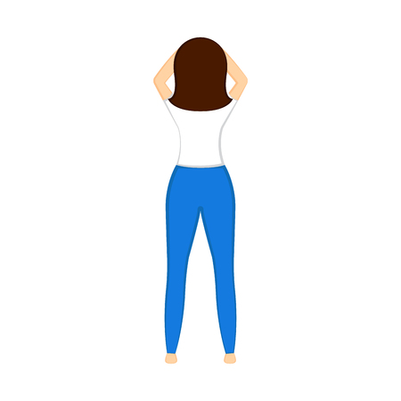 Isolated beauty woman in jean - Vector imageのイラスト素材
