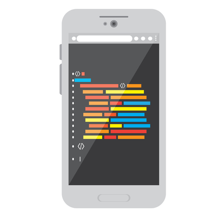 Programming code on a smartphone icon - Vectorのイラスト素材