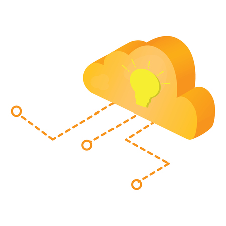 3d cloud computing icon with a lightbulb symbol - Vectorのイラスト素材