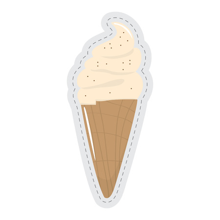 Ice cream cone dotted sticker. Vector illustration designのイラスト素材
