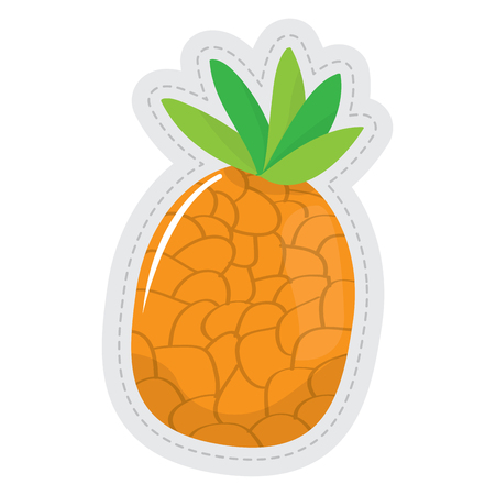 Pineapple dotted sticker image. Vector illustration designのイラスト素材