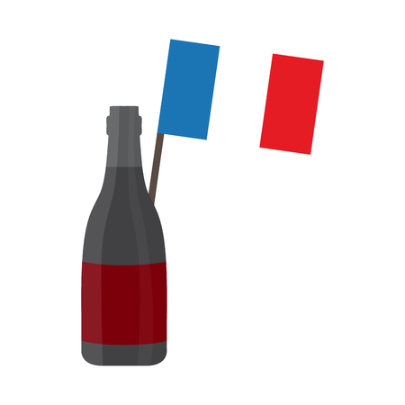 Wine bottle with a flag of France.のイラスト素材