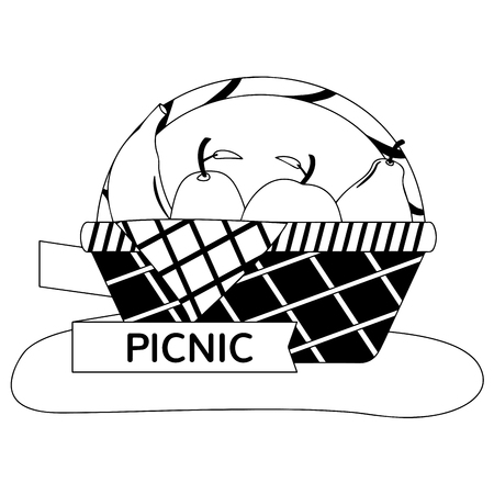Isolated picnic basket with fruits insideのイラスト素材