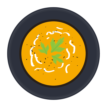 Top view of a soup on a dishのイラスト素材