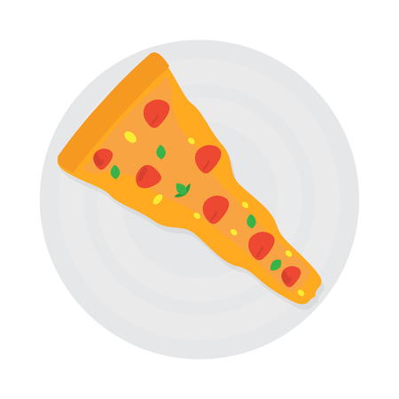 Top view of a pizza slice on a plateのイラスト素材