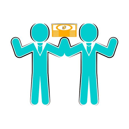 Colored business teamwork icon on white background. Business concept - Vectorのイラスト素材