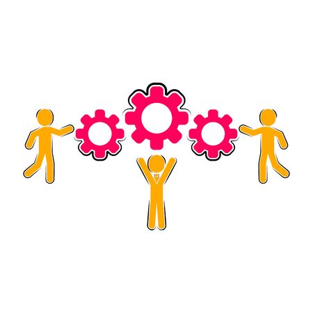 Colored business teamwork icon on white background. Business concept - Vectorのイラスト素材