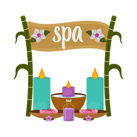 Isolated spa objects image with text - Vectorのイラスト素材