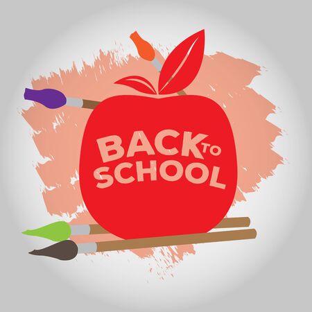 Isolated apple with a paint brushes. Back to school poster - Vectorのイラスト素材