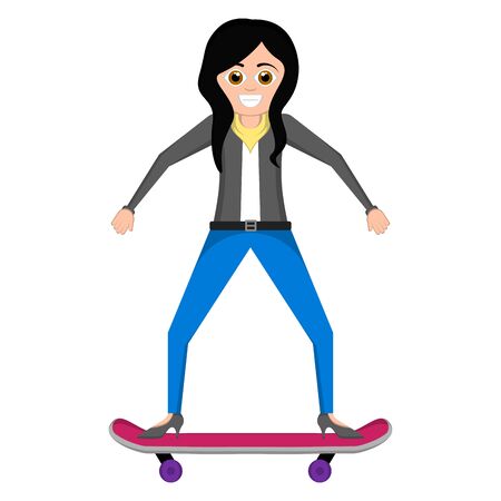 Young woman in a skateboard. Kidult conceptual illustration - Vectorのイラスト素材