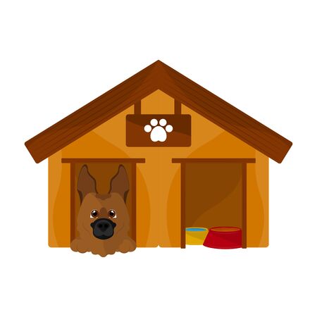 Dog house with a cute dog cartoon - Vectorのイラスト素材