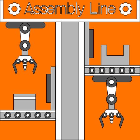 Production machinery. Assembly line poster - Vector illustrationのイラスト素材