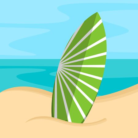 Surfboard on a sea landscape. Vactions time - Vector illustrationのイラスト素材
